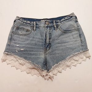 Free People High Rise Crochet Lace Hem Shorts 25
